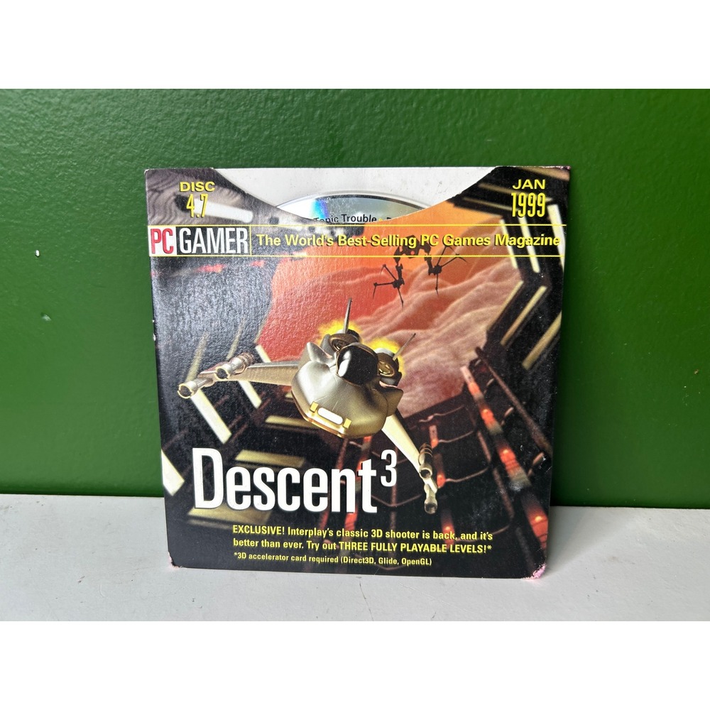 PC Gamer Disc 47 Jan 1999 Descent 3 Demo Vintage PC CD-ROM Retro Games